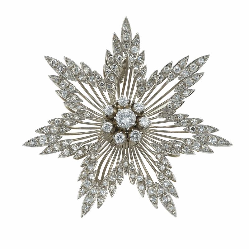Diamond and gold brooch  - Auction Fine Jewels - Cambi Casa d'Aste