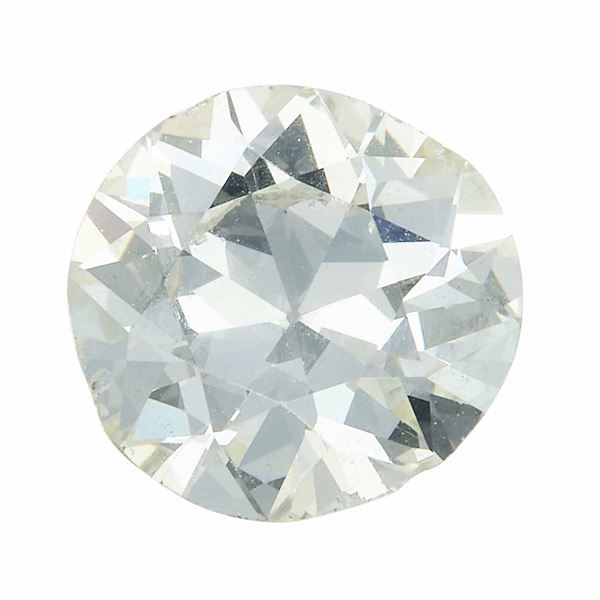 Diamante di vecchio taglio di ct 1.58, colore N, caratteristiche interne VS2, fluorescenza UV nulla