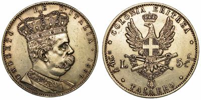 Colonia Eritrea. Umberto i di Savoia, 1890-1896. Tallero 1896.