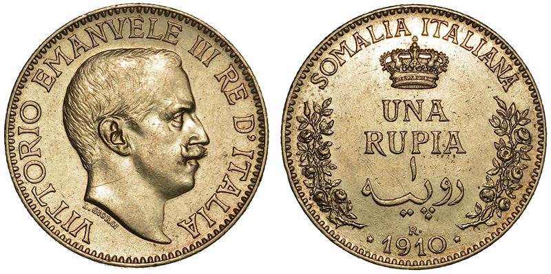 SOMALIA ITALIANA. VITTORIO EMANUELE III DI SAVOIA, 1909-1925. Rupia 1910.  - Auction Numismatics - I - Cambi Casa d'Aste