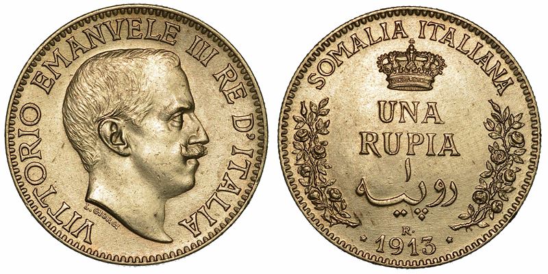 SOMALIA ITALIANA. VITTORIO EMANUELE III DI SAVOIA, 1909-1925. Rupia 1913.  - Auction Numismatics - I - Cambi Casa d'Aste