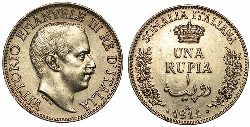 SOMALIA ITALIANA. VITTORIO EMANUELE III DI SAVOIA, 1909-1925. Rupia 1914.  - Auction Numismatics - I - Cambi Casa d'Aste