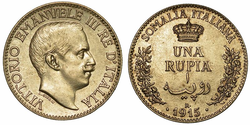 SOMALIA ITALIANA. VITTORIO EMANUELE III DI SAVOIA, 1909-1925. Rupia 1915.  - Auction Numismatics - I - Cambi Casa d'Aste