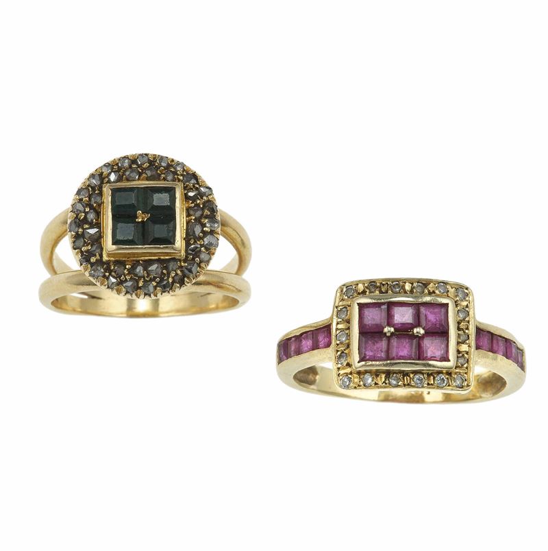 Two jem-set rings  - Auction Jewels - Cambi Casa d'Aste