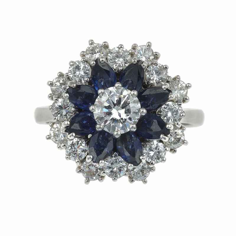 Diamond and sapphire ring  - Auction Fine Jewels - Cambi Casa d'Aste