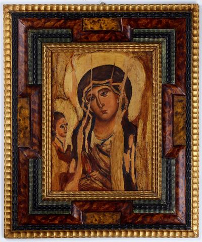 Dipinti religiosi, olio su tela in cornice (coppia), cm 24x33
