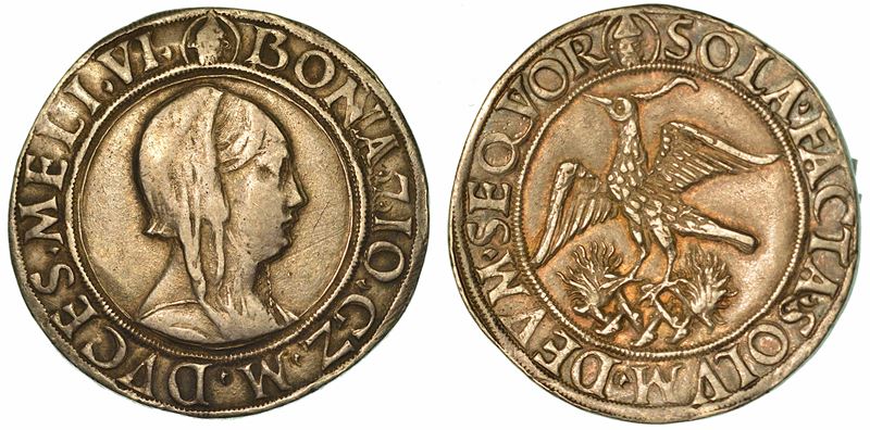 MILANO. GIAN GALEAZZO MARIA SFORZA - REGGENZA DI BONA DI SAVOIA, 1476-1480. Testone (o Grosso da 20 Soldi).  - Auction Numismatics | Renaissance - II - Cambi Casa d'Aste