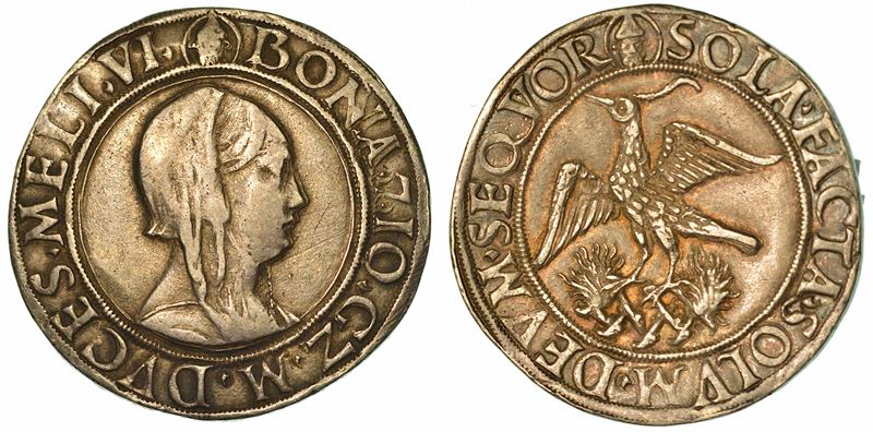 MILANO. GIAN GALEAZZO MARIA SFORZA - REGGENZA DI BONA DI SAVOIA, 1476-1480. Testone (o Grosso da 20 Soldi).  - Asta Numismatica | Rinascimento - II - Cambi Casa d'Aste