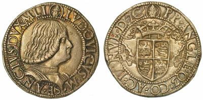 Milano. Ludovico Maria Sforza (detto il Moro), 1494-1499. Testone (o Grosso da 20 Soldi).