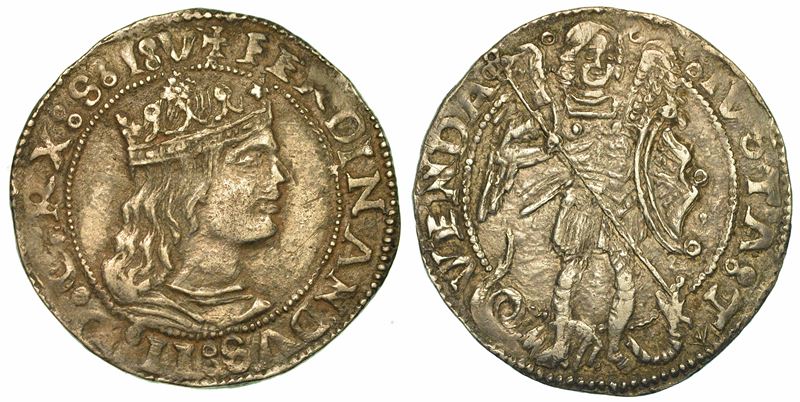 NAPOLI. FERDINANDO II D'ARAGONA, 1495-1496. Coronato o Carlino.  - Auction Numismatics | Renaissance - II - Cambi Casa d'Aste