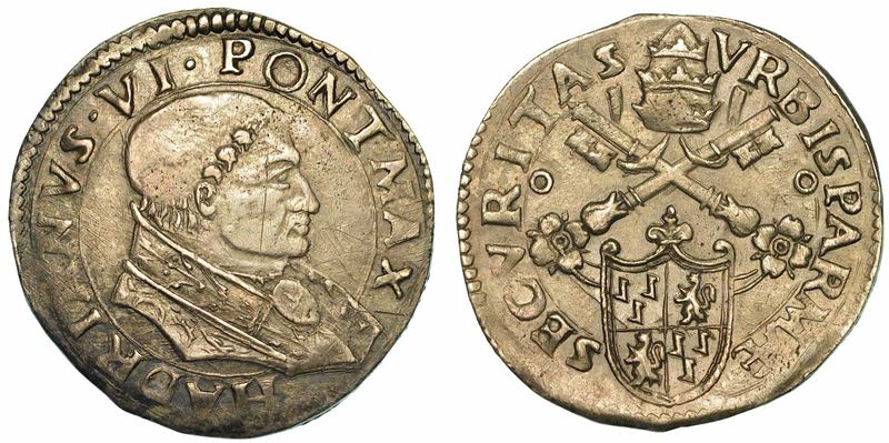 STATO PONTIFICIO. ADRIANO VI (ADRIANO FLORENSZ), 1522-1523. Giulio. Parma.  - Auction Numismatics | Renaissance - II - Cambi Casa d'Aste