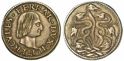 Ferrara. Ercole i D'este, 1471-1505. Testone.
