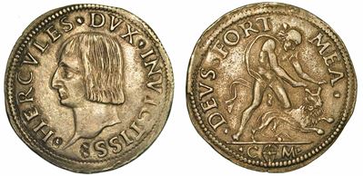 Modena. Ercole i D'este, 1471-1505. Mezzo Testone.