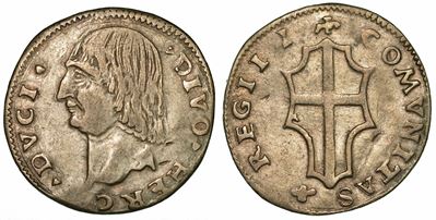 Reggio Emilia. Ercole i D'este, 1471-1505. Testone Leggero.
