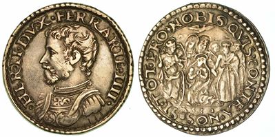 Ferrara. Ercole II D'este, 1534-1559. Testone 1534.