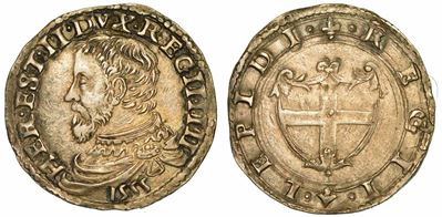 Reggio Emilia. Ercole II D'este, 1534-1559. Bianco 1555.