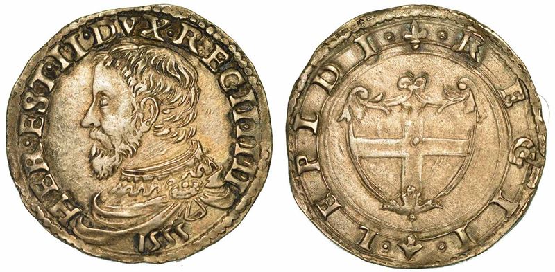 REGGIO EMILIA. ERCOLE II D'ESTE, 1534-1559. Bianco 1555.  - Asta Numismatica | Rinascimento - II - Cambi Casa d'Aste