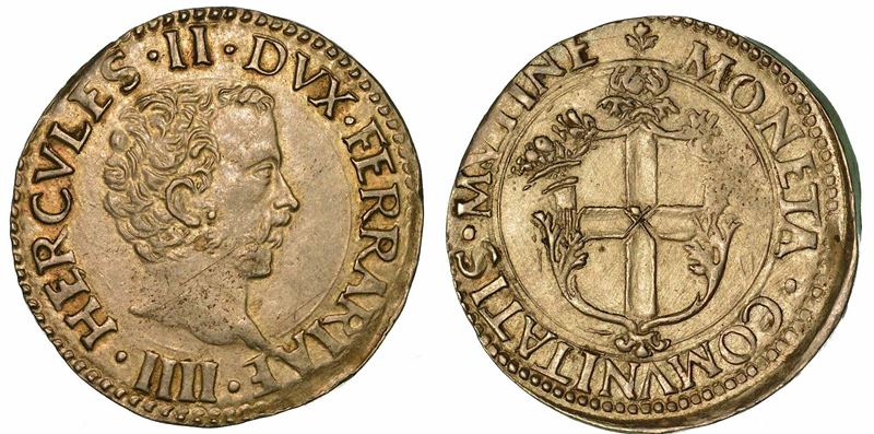 MODENA. ERCOLE II D'ESTE, 1534-1559. Bianco da 10 Soldi.  - Asta Numismatica | Rinascimento - II - Cambi Casa d'Aste