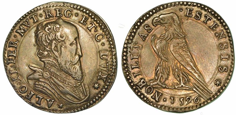 FERRARA. ALFONSO II D'ESTE, 1559-1597. Testone 1596.  - Auction Numismatics | Renaissance - II - Cambi Casa d'Aste
