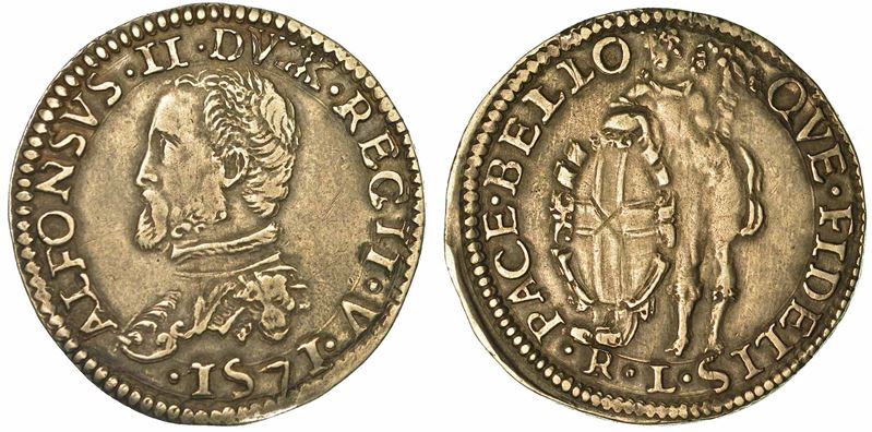 REGGIO EMILIA. ALFONSO II D'ESTE, 1559-1597. Quarto di Scudo 1571.  - Auction Numismatics | Renaissance - II - Cambi Casa d'Aste