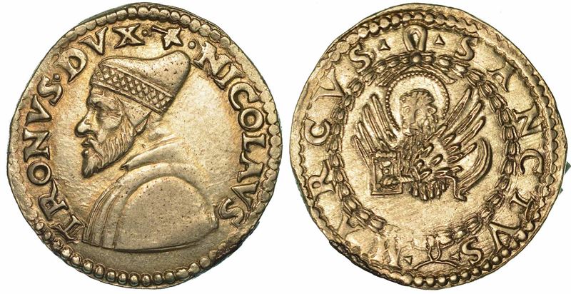 VENEZIA, NICOLÒ TRON, 1471-1474. Lira da 20 Soldi (I tipo senza ramo d'edera al diritto).  - Auction Numismatics | Renaissance - II - Cambi Casa d'Aste