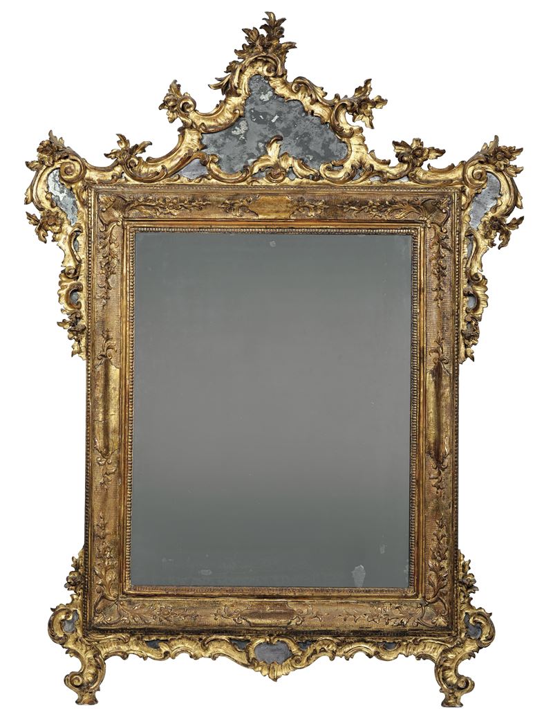 Specchiera in legno intagliato e dorato. Genova XVIII secolo  - Asta Dimore Italiane - Cambi Casa d'Aste