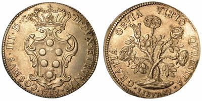 Livorno. Cosimo III De' Medici, 1670-1723. Pezza della Rosa 1707.