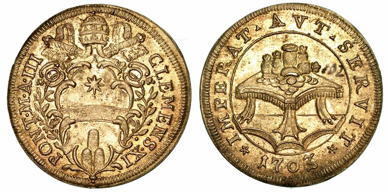 CLEMENTE XI (GIOVANNI FRANCESCO ALBANI), 1700-1721. Testone 1703. Roma.  - Auction Numismatics - I - Cambi Casa d'Aste