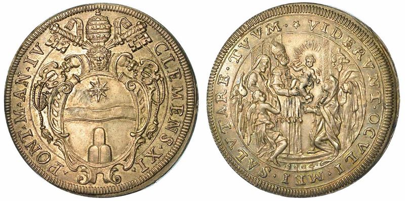 CLEMENTE XI (GIOVANNI FRANCESCO ALBANI), 1700-1721. Piastra 1704. Roma.  - Auction Numismatics - I - Cambi Casa d'Aste