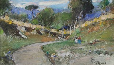Strada di Campagna con Viandanti