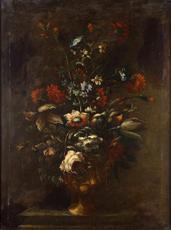 Scuola napoletana del XVIII secolo Natura morta con vaso di fiori