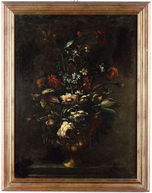 Scuola napoletana del XVIII secolo Natura morta con vaso di fiori