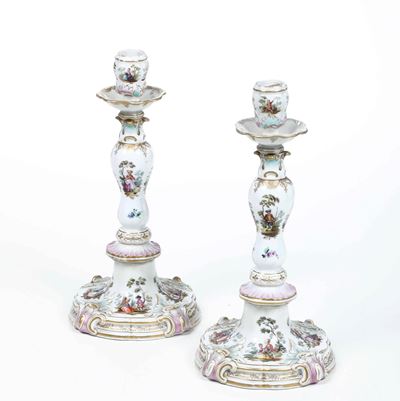 Coppia di Candelieri.meissen, XX Secolo.