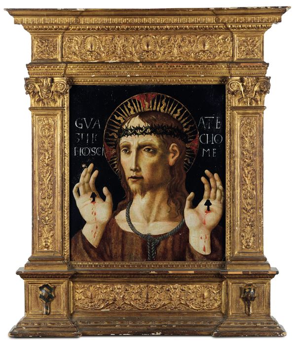 Scuola veneto/ferrarese del XV secolo Cristo mostra i segni della Passione