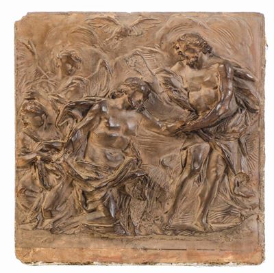 Bozzetto Raffigurante Battesimo di Cristo. Arte Barocca, Italia, XVII-XVIII Secolo