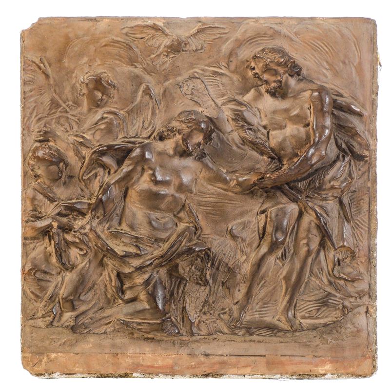 Bozzetto raffigurante battesimo di Cristo. Arte barocca, Italia, XVII-XVIII secolo  - Asta Scultura e Oggetti d'Arte - Cambi Casa d'Aste