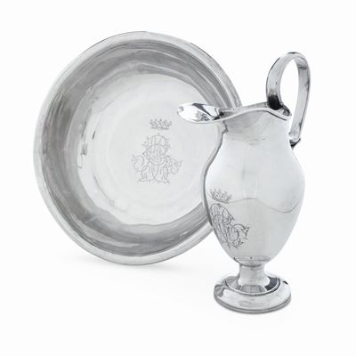 Brocca e Bacile. Sicilia (catania?), Prima Metà del XIX Secolo. Marchi Camerali e Consolari Parzi...