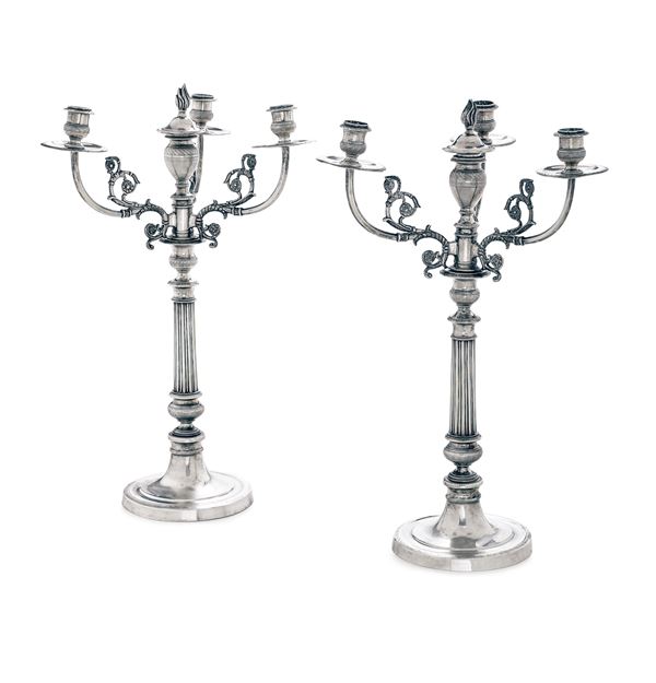 Two candle holders, Naples, 1800s