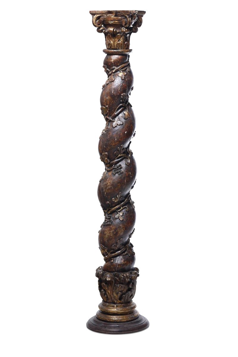 Colonna in legno a torchon. XIX secolo  - Auction Antique April - Cambi Casa d'Aste