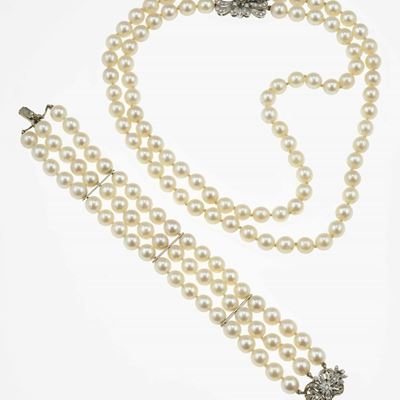 Demi-parure Composta da una Collana ed un Bracciale con Perle Coltivate