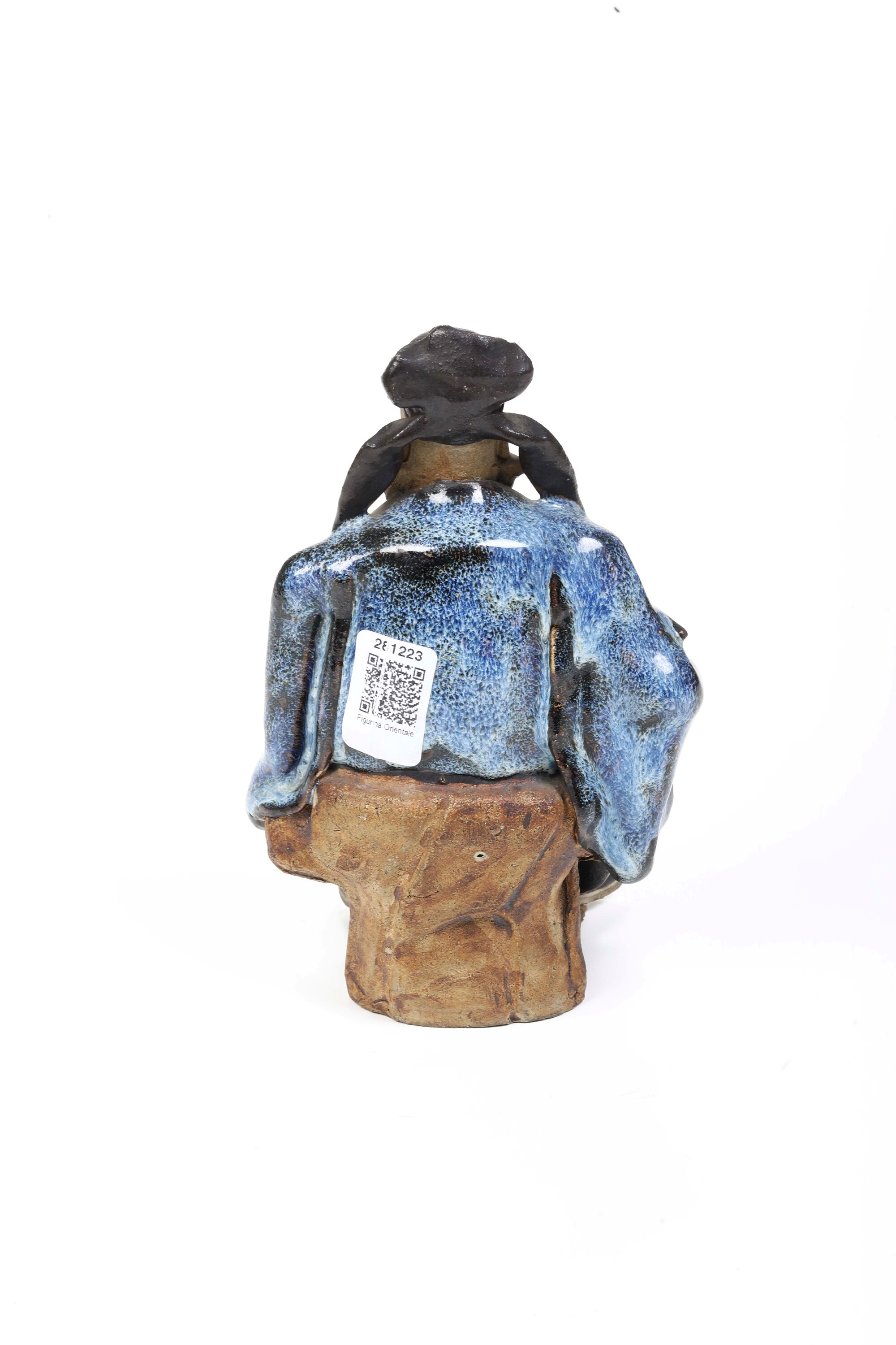 Figura di Generale in Gres e Porcellana Invetriata Blu