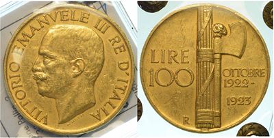Regno D'italia. Vittorio Emanuele III di Savoia, 1900-1946. 100 Lire 1923. Fascio.