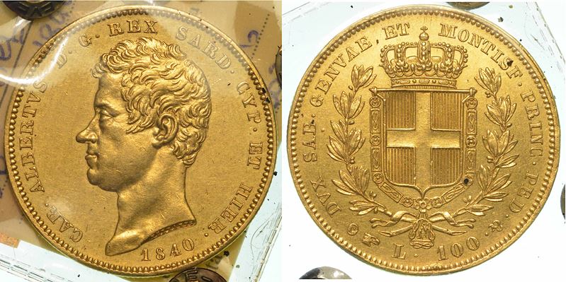 REGNO DI SARDEGNA. CARLO ALBERTO DI SAVOIA, 1831-1849. 100 Lire 1840. Torino.  - Auction Numismatics - I - Cambi Casa d'Aste
