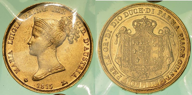PARMA. MARIA LUIGIA D'AUSTRIA, 1815-1847. 40 Lire 1815.  - Auction Numismatics - I - Cambi Casa d'Aste