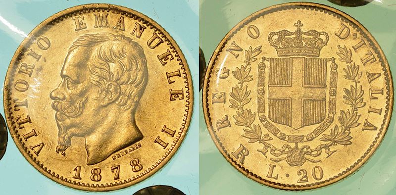 REGNO D'ITALIA. VITTORIO EMANUELE II DI SAVOIA, 1861-1878. 20 Lire 1878. Roma.  - Auction Numismatics - I - Cambi Casa d'Aste