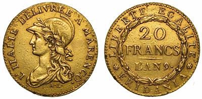 Torino. Repubblica Subalpina, 1800-1802. 20 Franchi A. 9.