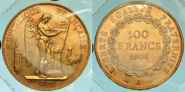 FRANCIA. TROISIEME REPUBLIQUE, 1871-1940. 100 Francs 1906. Parigi.