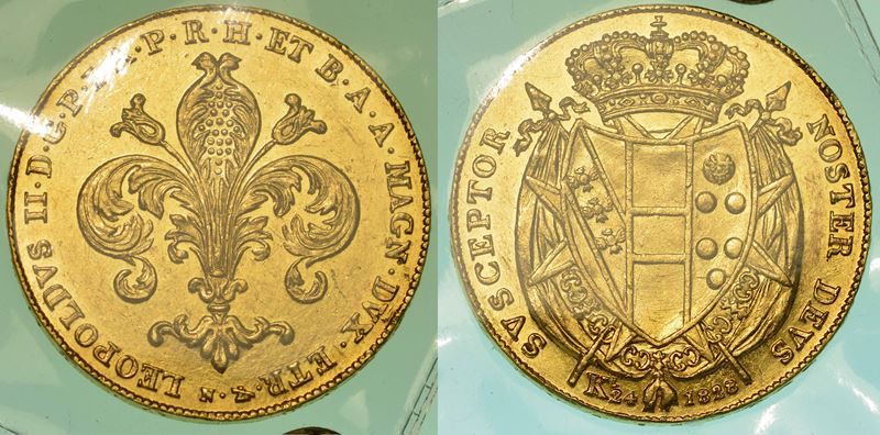FIRENZE. LEOPOLDO II DI LORENA, 1824-1859. 80 Fiorini 1828.  - Auction Numismatics - I - Cambi Casa d'Aste