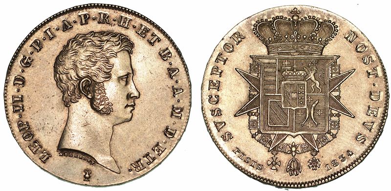 FIRENZE. LEOPOLDO II DI LORENA, 1824-1859. Mezzo Francescone 1834.  - Auction Numismatics - I - Cambi Casa d'Aste