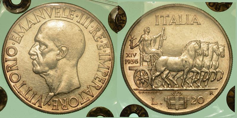 REGNO D'ITALIA. VITTORIO EMANUELE III DI SAVOIA, 1900-1946. 20 Lire 1936/XIV. Impero.  - Auction Numismatics - I - Cambi Casa d'Aste